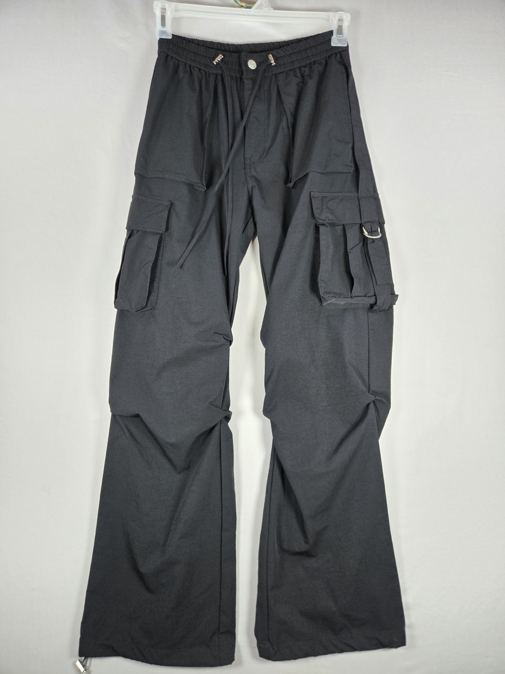 VBRT Black Wide Leg Cargo Pants Gorpcore Y2K Utility Parachute Rave Pants 4